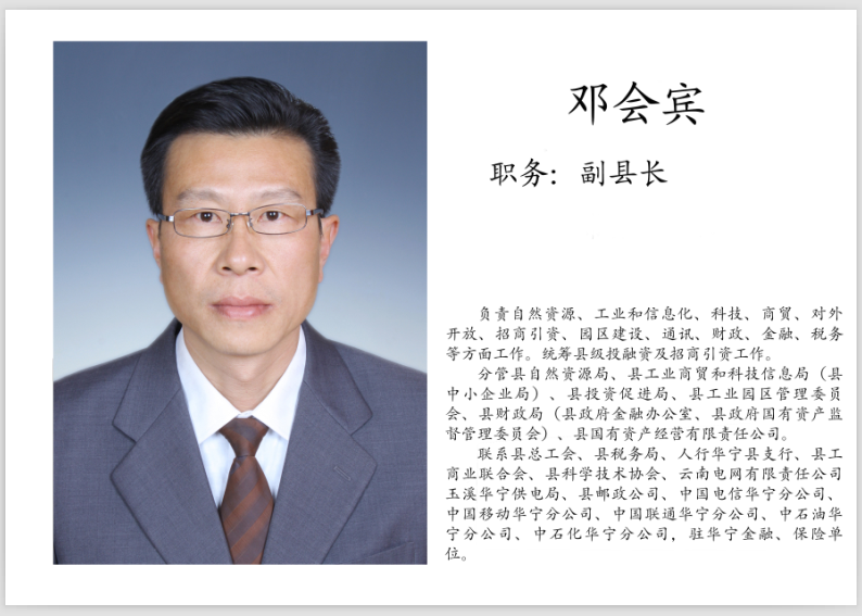 领导信息 - 华宁县人民政府