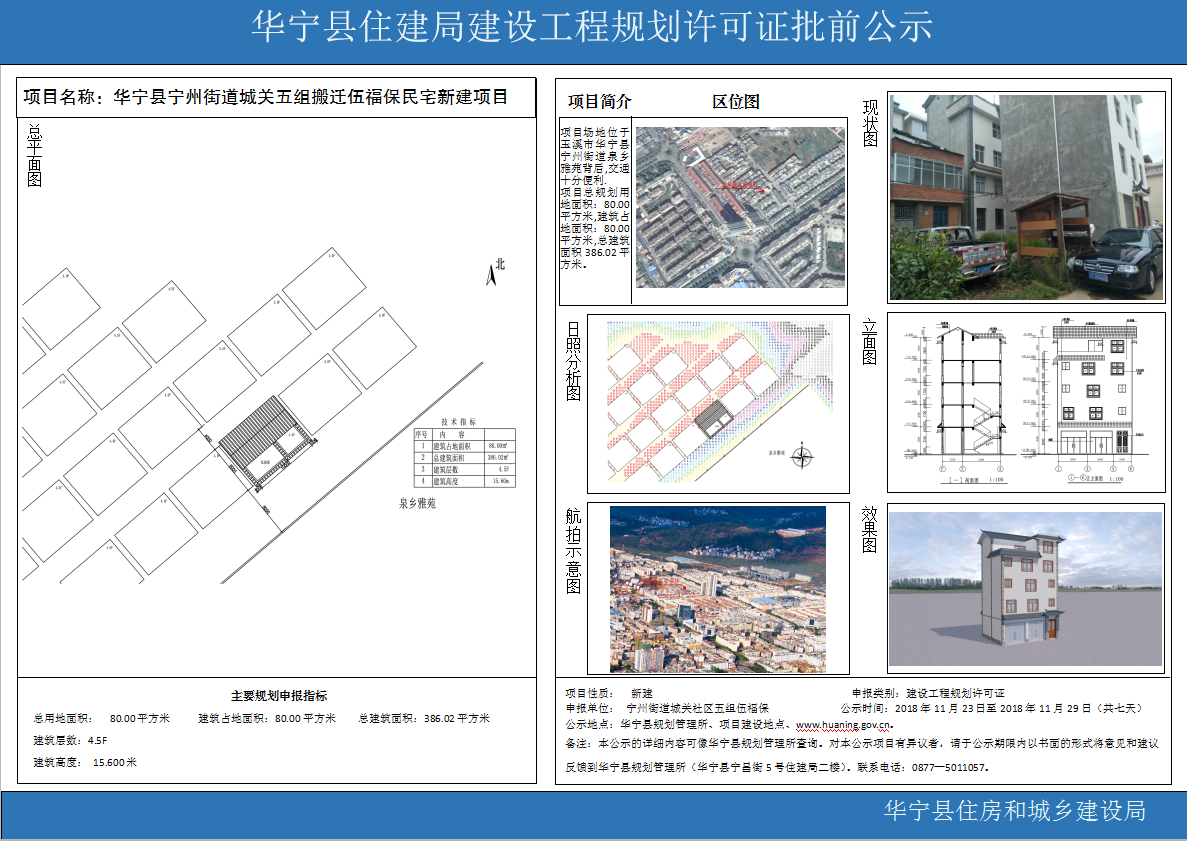 华宁县宁州街道城关五组搬迁伍福保民宅新建项目工程规划许可证批前公示.png